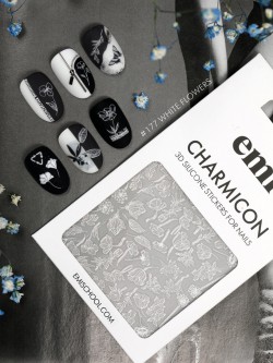 Charmicon 3D Silicone Stickers #177 White Flowers